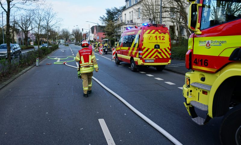DSC00793c Wegen der Beschädigung einer Gasleitung mussten Einsatzkräfte der Feuerwehr zum