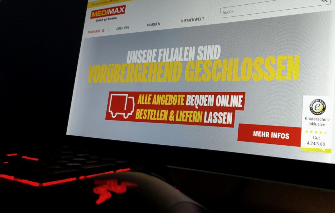 ME_Medimax_online Trotz vorübergehender Schließung der Filialen: Waren können bei Medimax online bestellt und bezahlt werden. Foto: André Volkmann